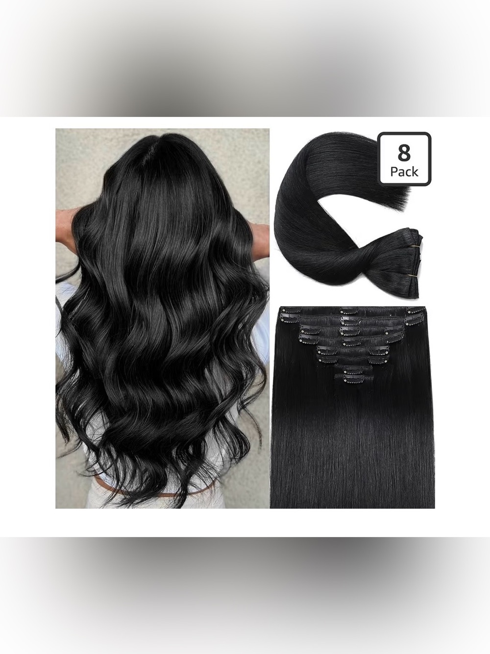Clip in Hair Extensions Real Human Hair, 22inch 110g